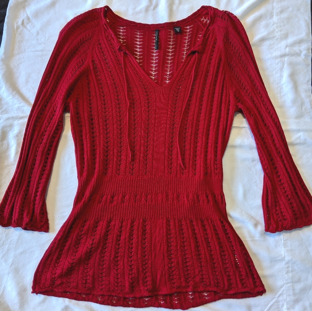 Red Silk Knit Sweater